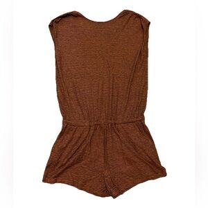 Prana Retrieve Romper Organic Cotton Hemp Size M Striped Orange Brown Outdoor